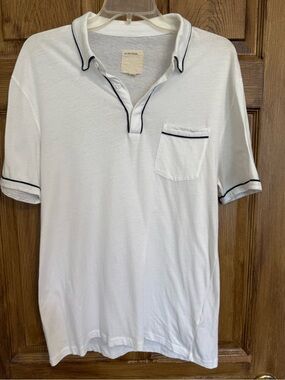Life After Denim White Polo with Navy Trim